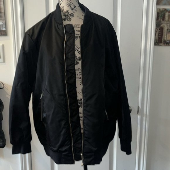 Wilfred Free Black Oversized Long Bomber Jacket - Picture 2 of 8
